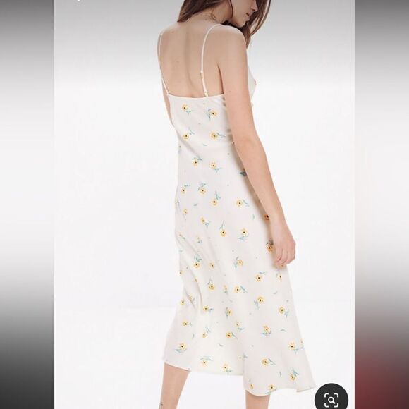 Urban Outfitters‎ Kelly Surplice Midi Yellow Floral Slip Dress Size Small - Picture 3 of 11